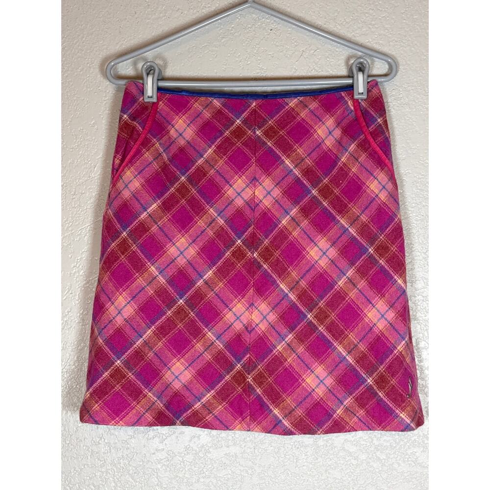 Ness of Scotland Pink Plaid Wool Mini Skirt Size 8 Kidcore Academia School Girl
